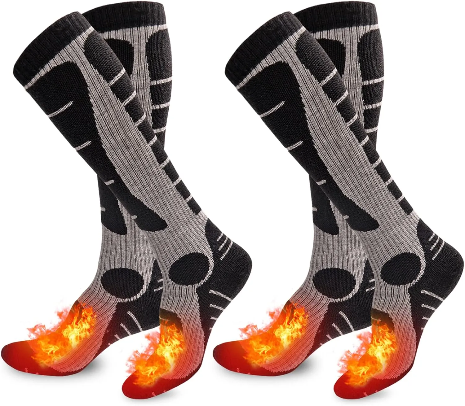 NOVAYARD Merino Wool Ski Socks 2 Pairs Mens Womens Over the Calf Thermal Socks for Snowboarding Hiking Skiing