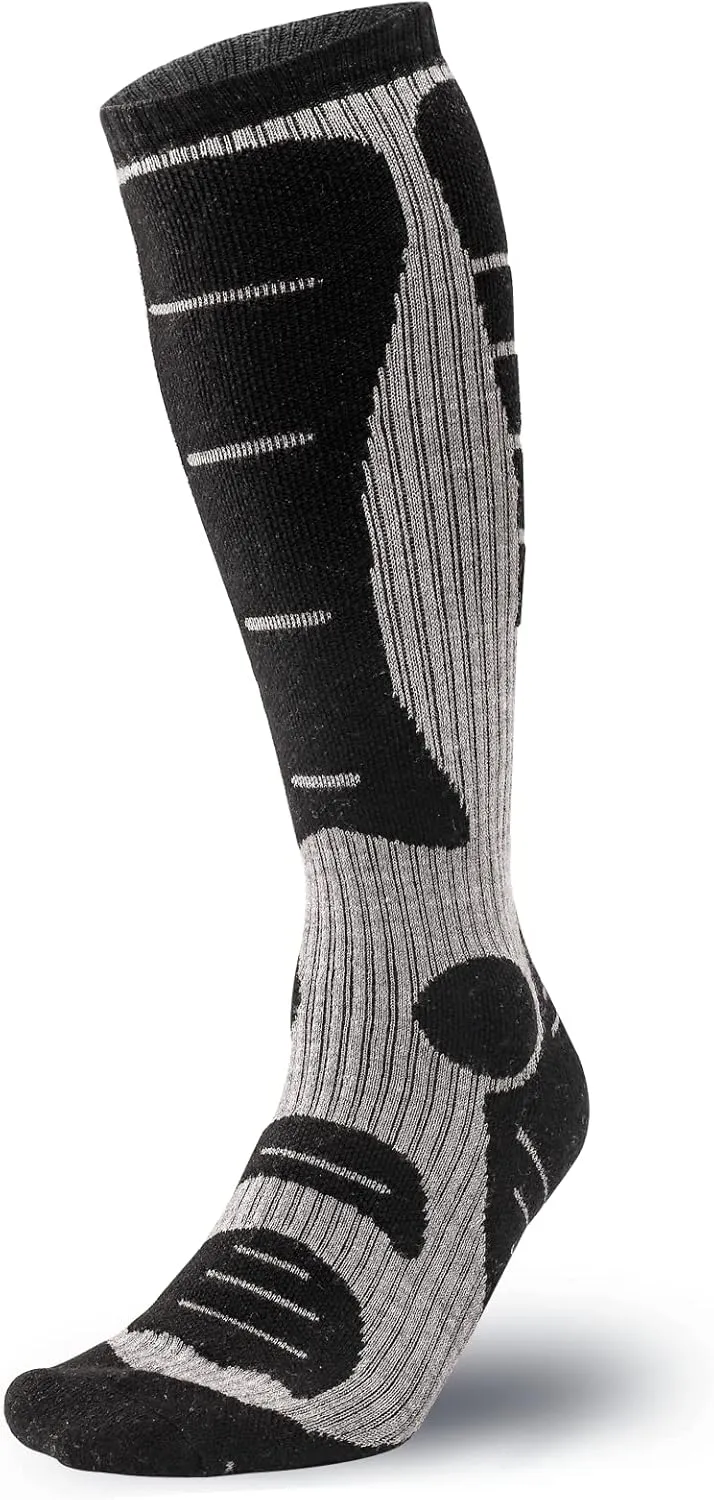 NOVAYARD Merino Wool Ski Socks 2 Pairs Mens Womens Over the Calf Thermal Socks for Snowboarding Hiking Skiing