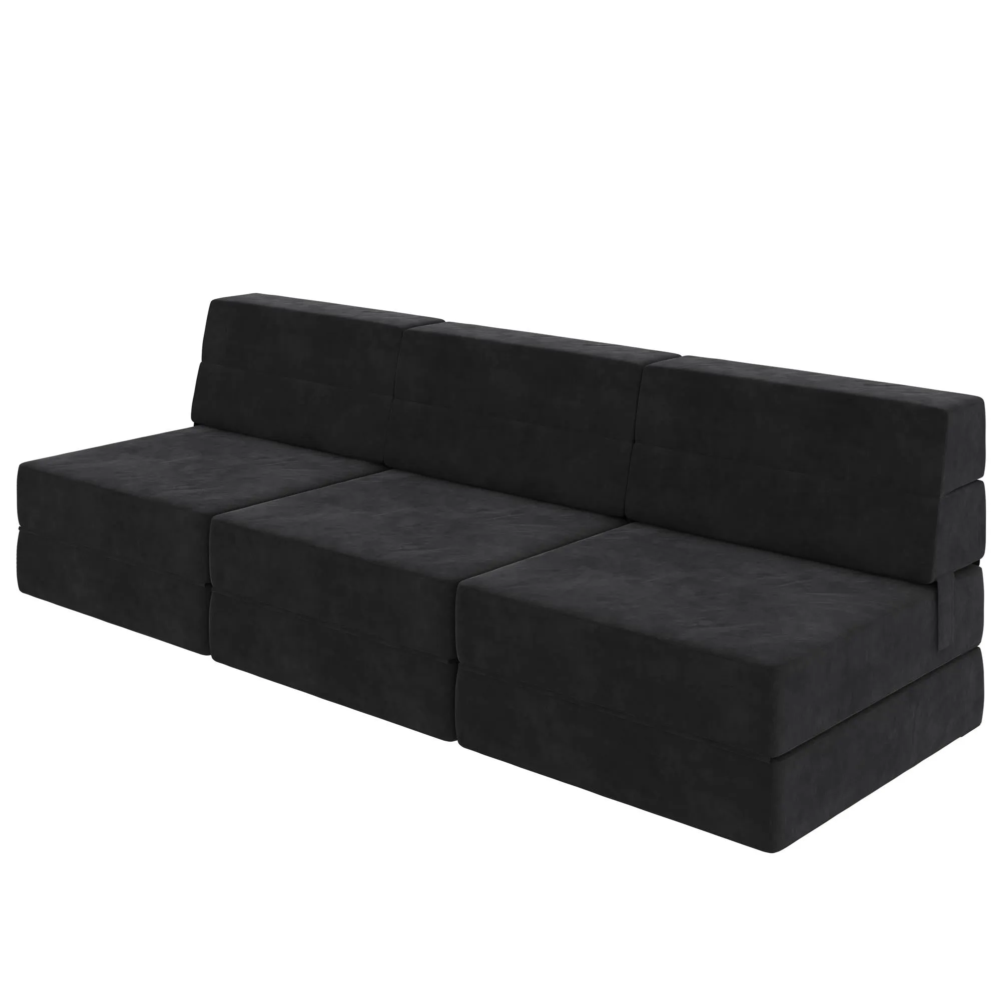 Novogratz The Flower Microfiber Modular Chair & Lounger - Black|Fauteuil modulaire et chaise longue The Flower de Novogratz en microfibre - noir