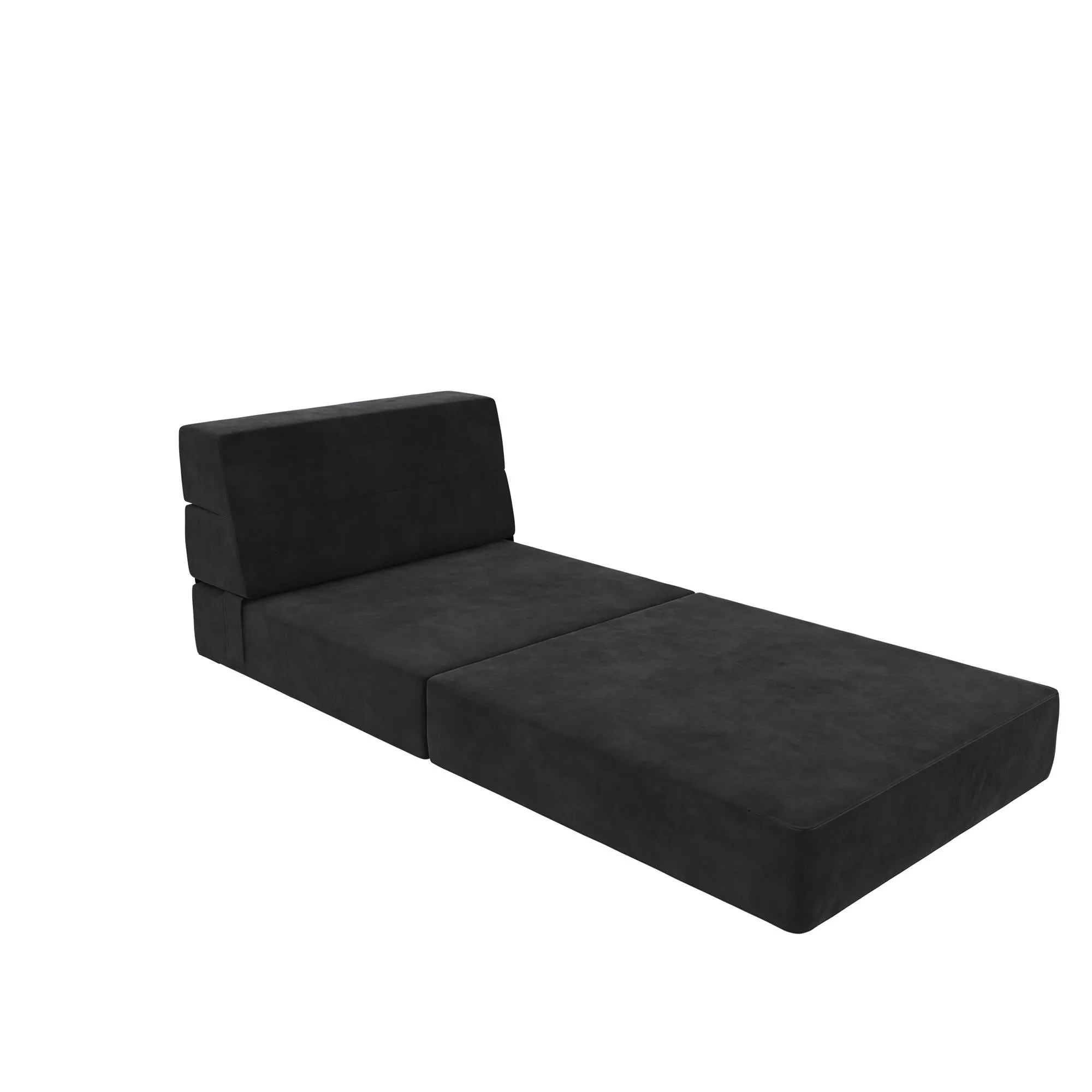 Novogratz The Flower Microfiber Modular Chair & Lounger - Black|Fauteuil modulaire et chaise longue The Flower de Novogratz en microfibre - noir