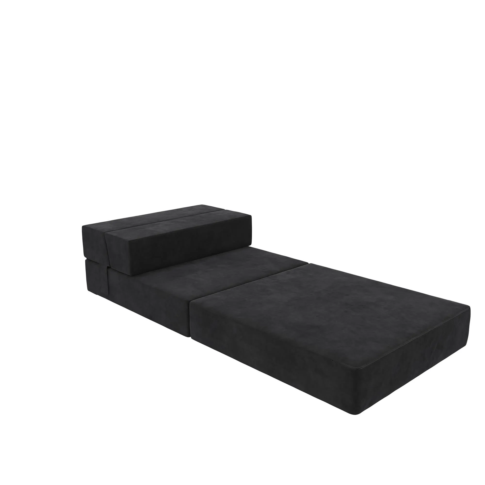 Novogratz The Flower Microfiber Modular Chair & Lounger - Black|Fauteuil modulaire et chaise longue The Flower de Novogratz en microfibre - noir