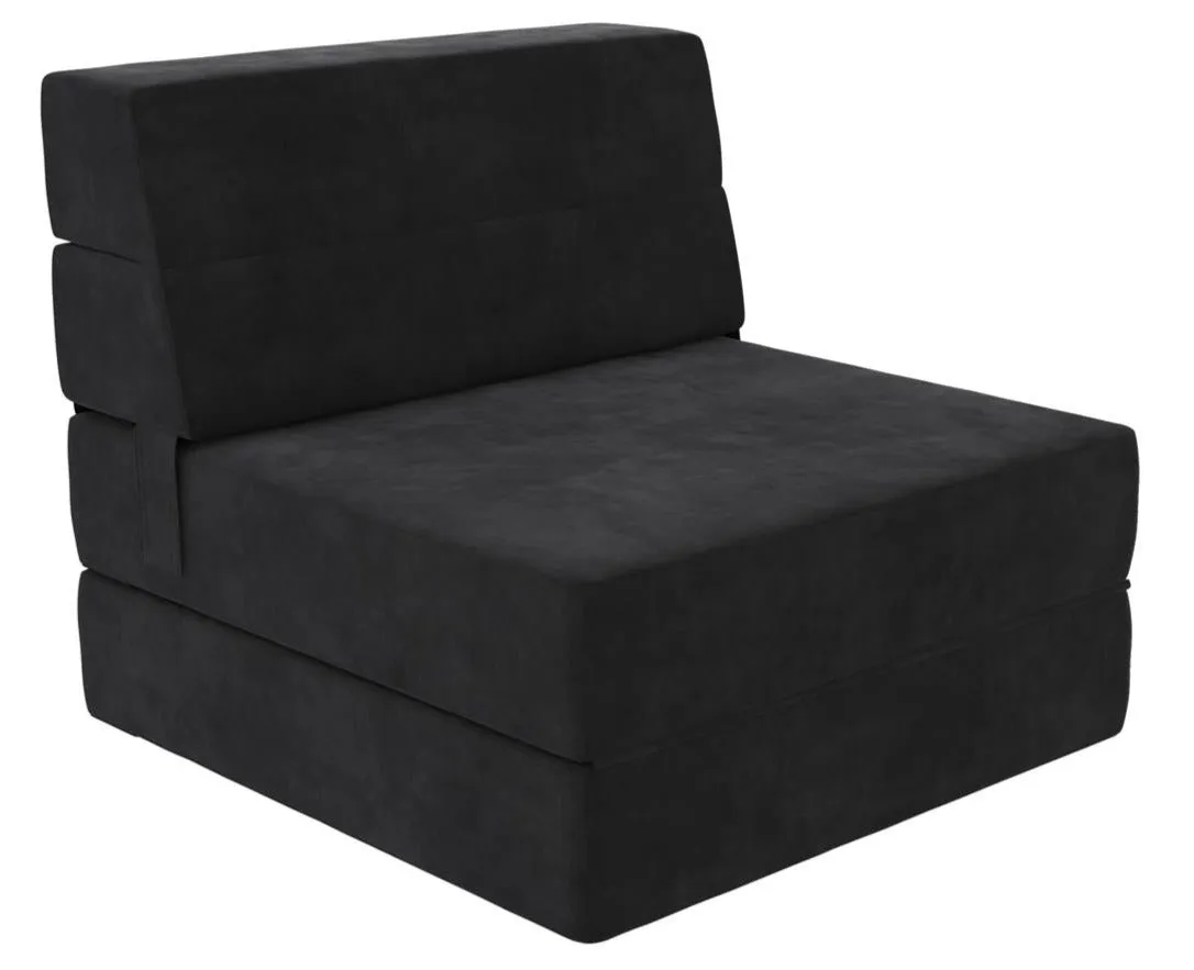 Novogratz The Flower Microfiber Modular Chair & Lounger - Black|Fauteuil modulaire et chaise longue The Flower de Novogratz en microfibre - noir