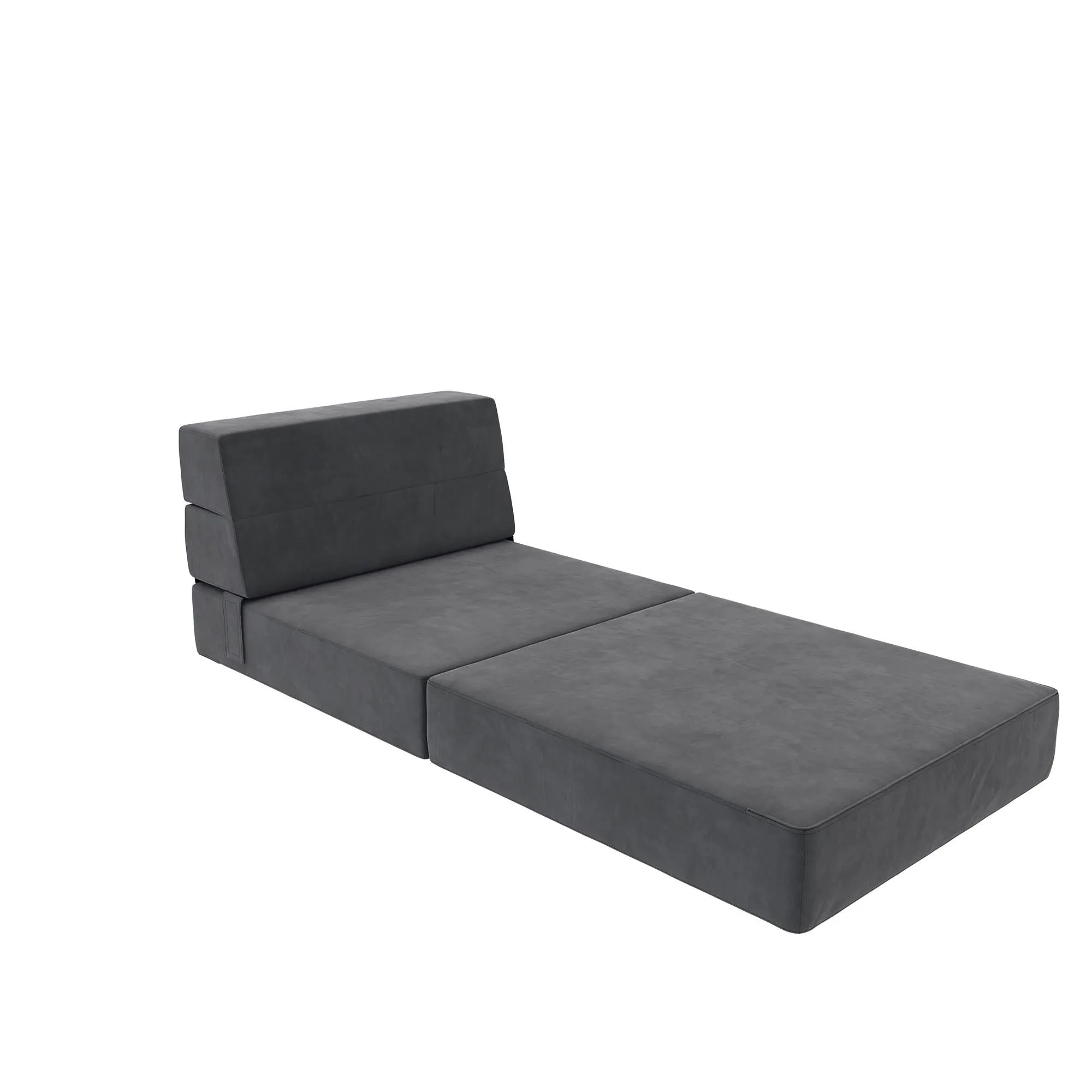 Novogratz The Flower Microfiber Modular Chair & Lounger - Grey|Fauteuil modulaire et chaise longue The Flower de Novogratz en microfibre - gris
