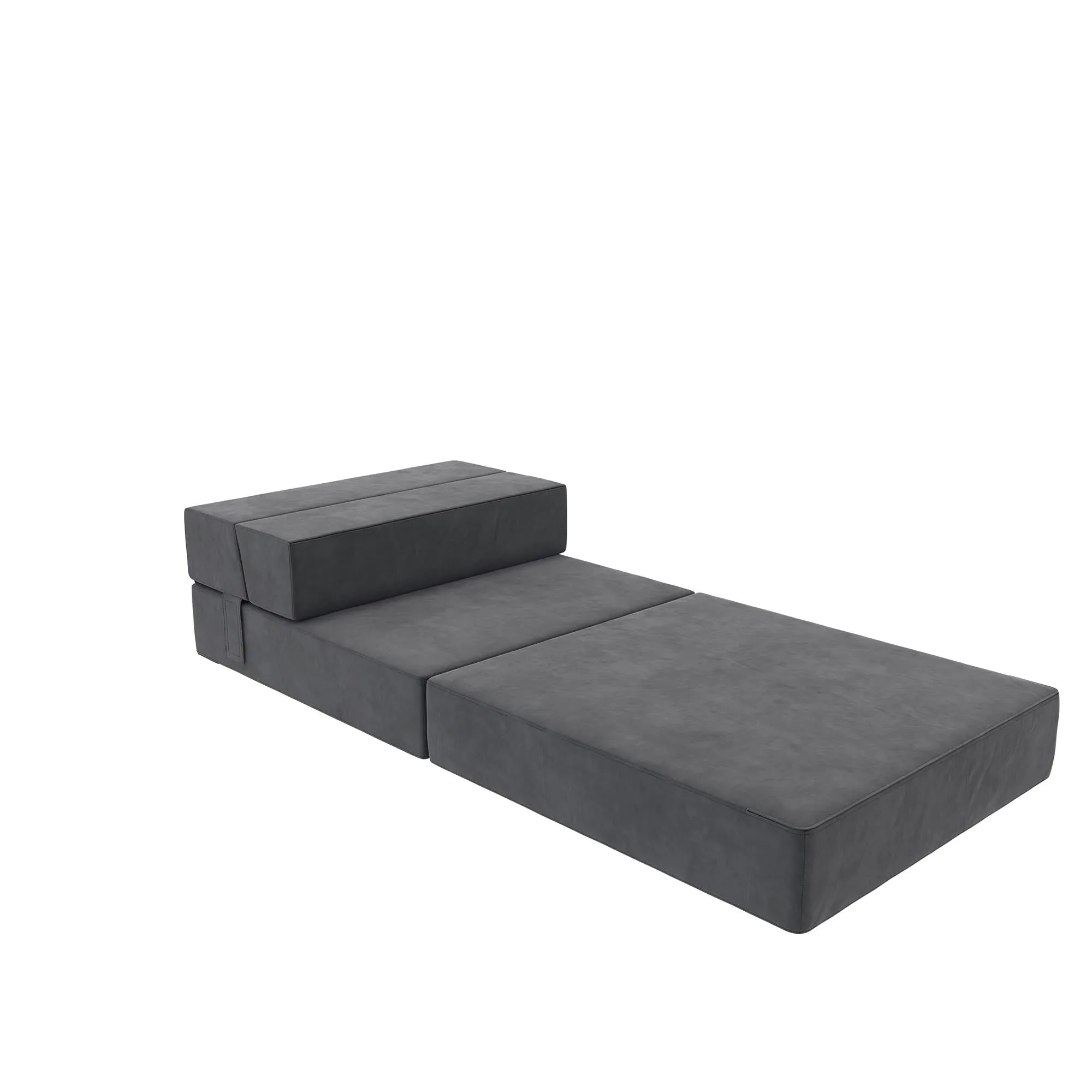 Novogratz The Flower Microfiber Modular Chair & Lounger - Grey|Fauteuil modulaire et chaise longue The Flower de Novogratz en microfibre - gris