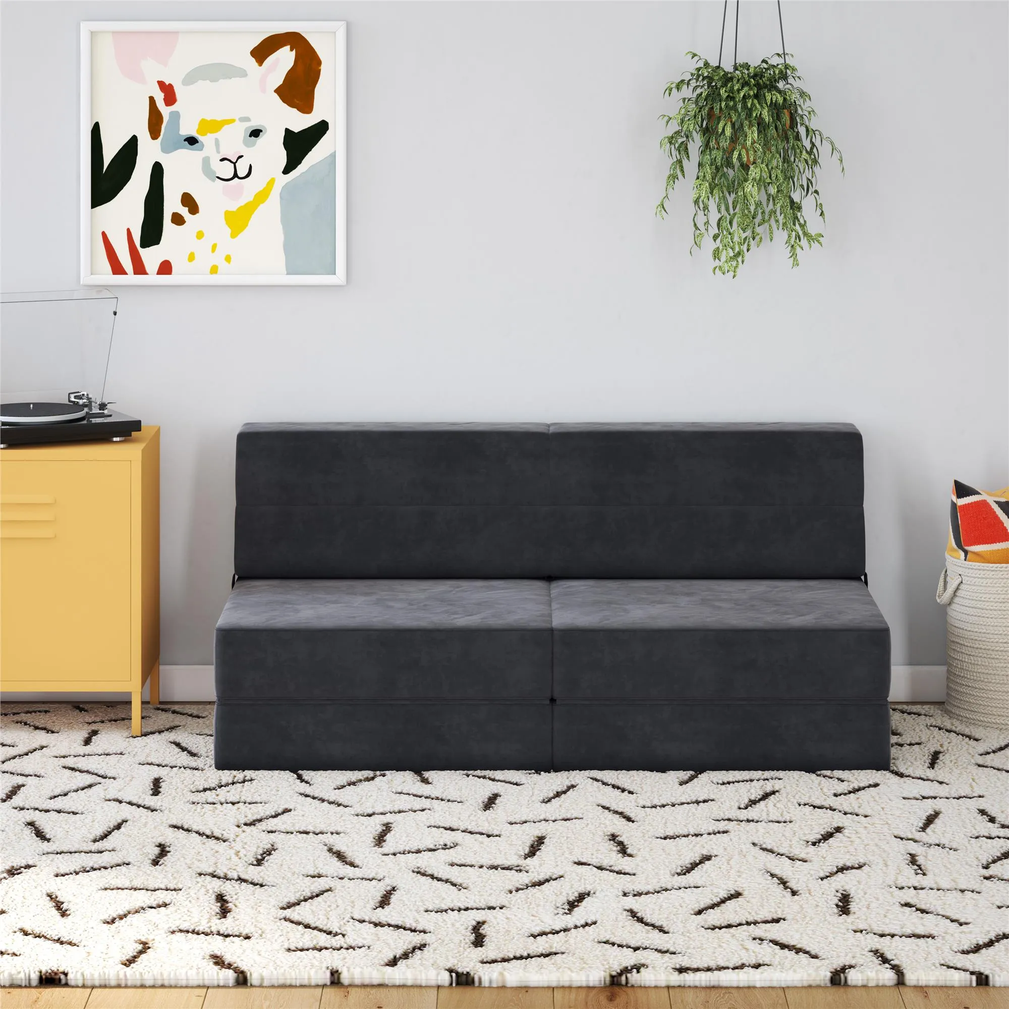 Novogratz The Flower Microfiber Modular Chair & Lounger - Grey|Fauteuil modulaire et chaise longue The Flower de Novogratz en microfibre - gris