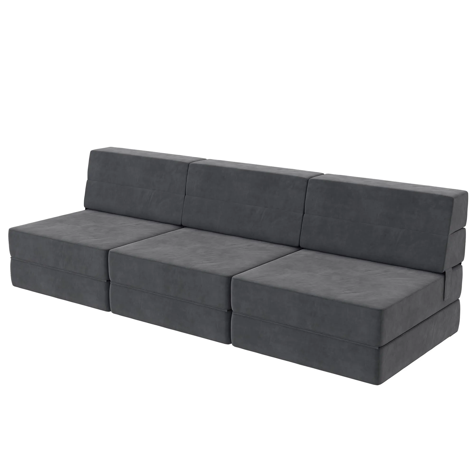 Novogratz The Flower Microfiber Modular Chair & Lounger - Grey|Fauteuil modulaire et chaise longue The Flower de Novogratz en microfibre - gris