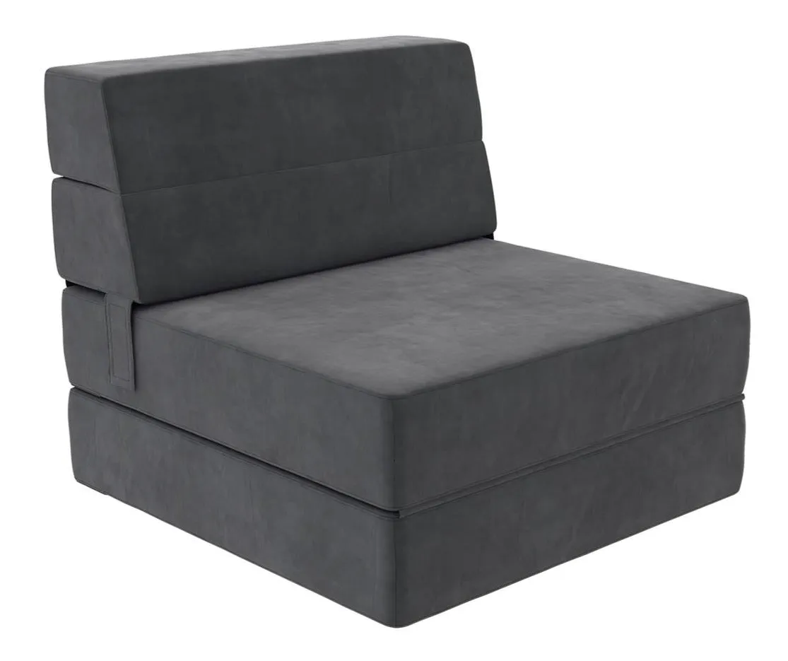 Novogratz The Flower Microfiber Modular Chair & Lounger - Grey|Fauteuil modulaire et chaise longue The Flower de Novogratz en microfibre - gris