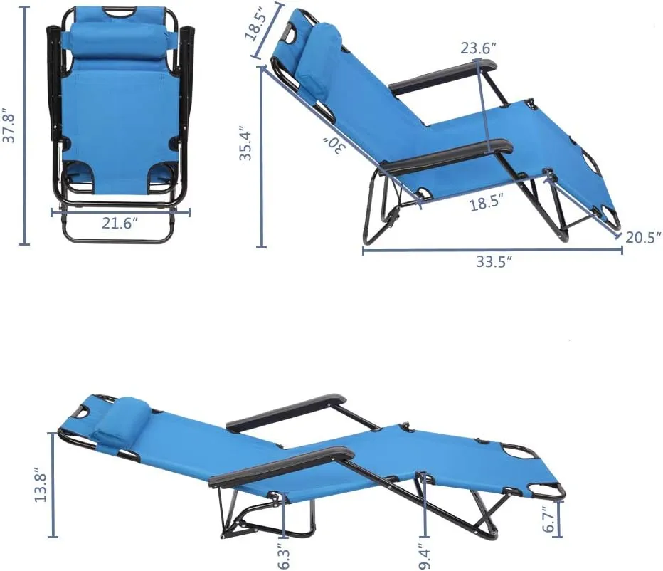 Ochine 2-Position Classic Folding Backpack Beach Chair, Aluminum Lightweight and Portable Foldable Outdoor Camping Chair
