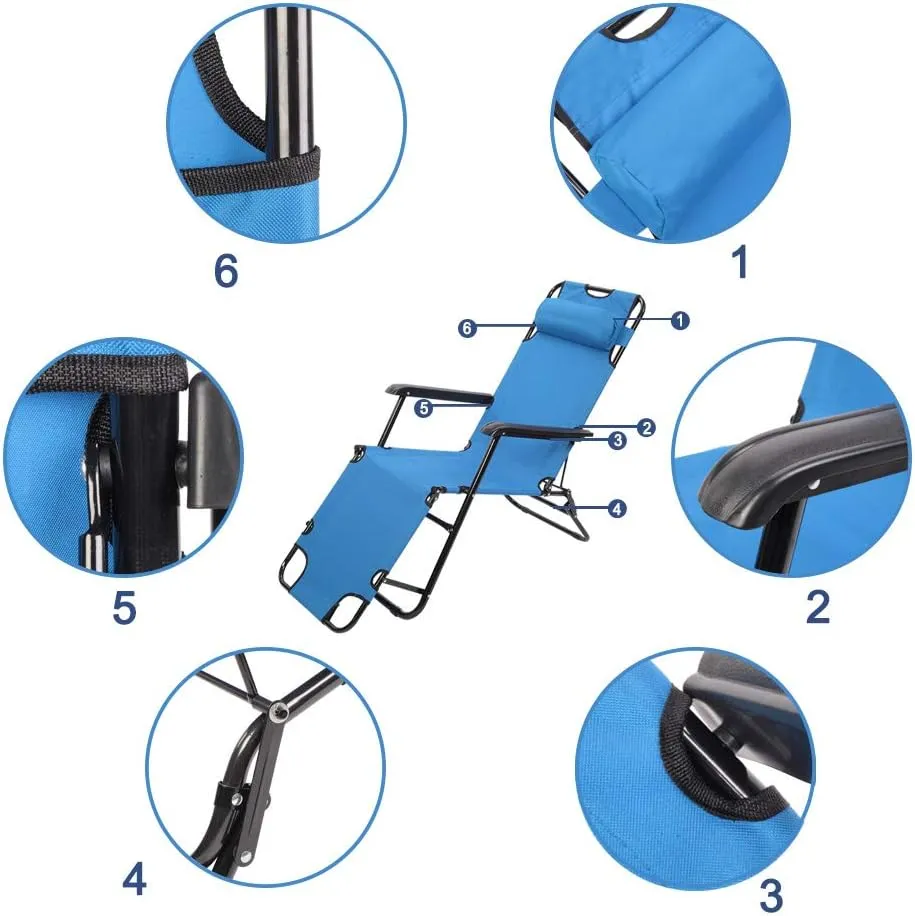 Ochine 2-Position Classic Folding Backpack Beach Chair, Aluminum Lightweight and Portable Foldable Outdoor Camping Chair