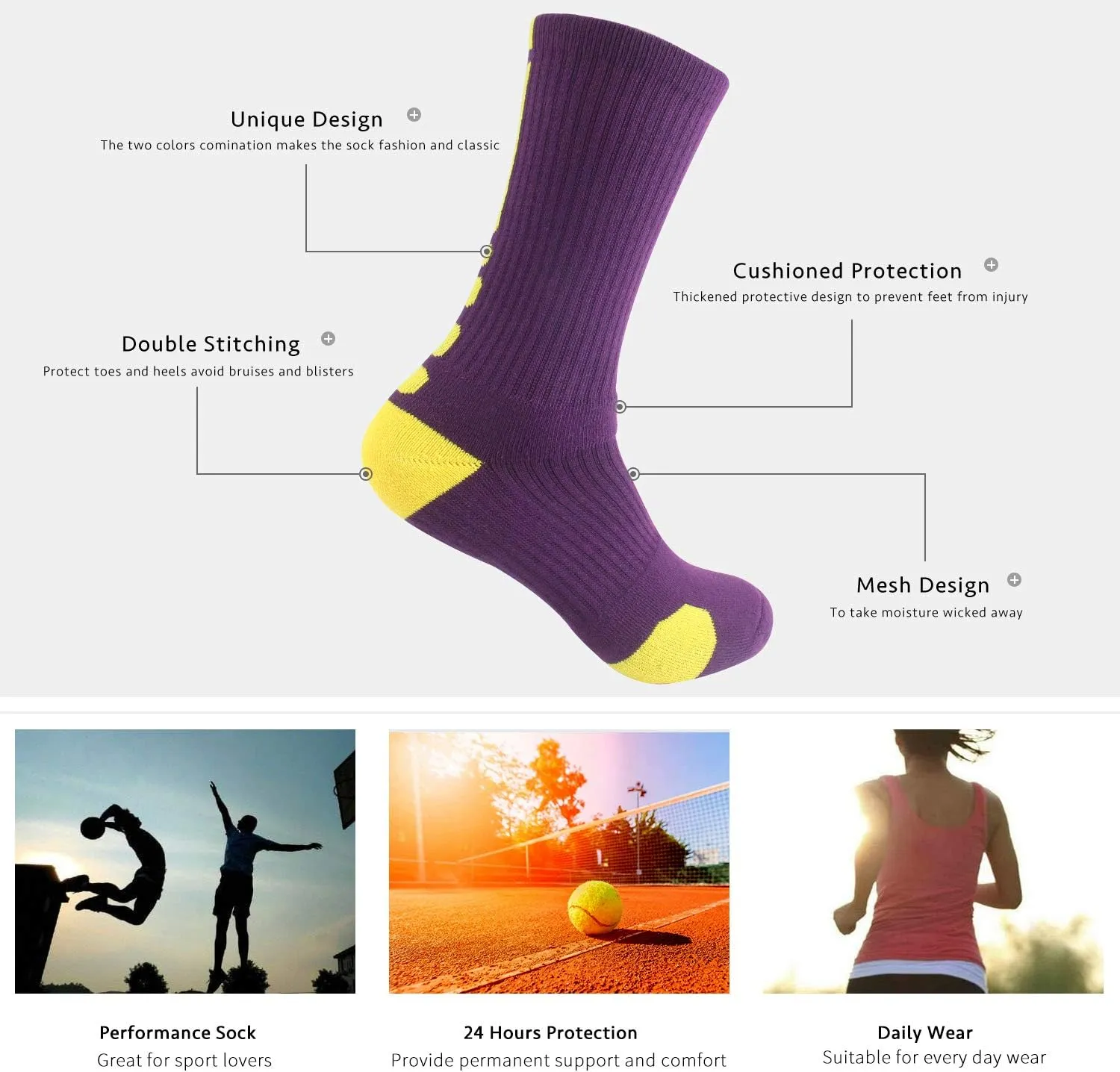 OLCHEE Boys Sock Basketball Soccer Hiking Ski Athletic Outdoor Sports Thick Calf High Crew Socks Multipack