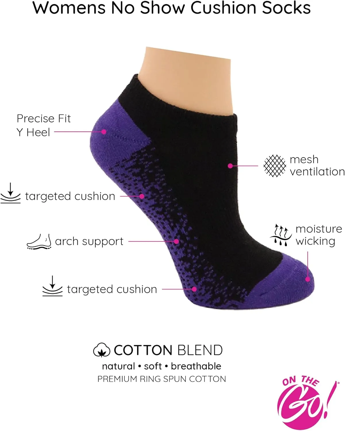 On The Go Women's Cushion Fashion Low-Cut Socks (6 Pair)