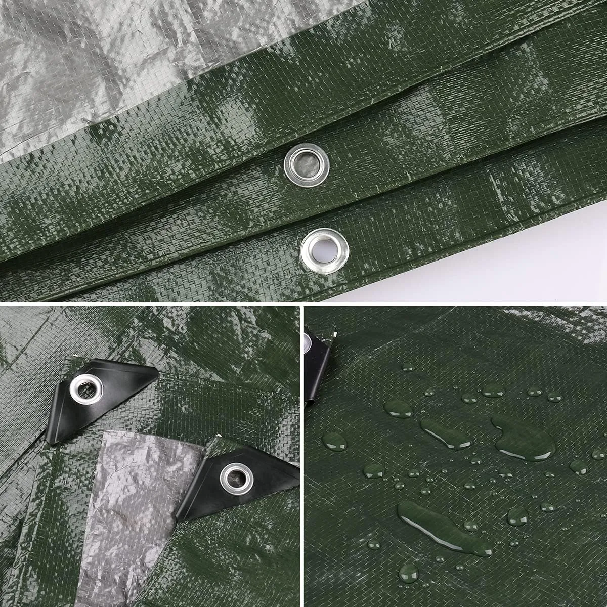 Onarway Poly Tarps Waterproof for Outdoor: Green Tarpaulin 6Mil Thicken 8x10 Ft 2Packs- Anti-UV Waterproof Tarp Cover with Grommets Multipurpose for Boat Pool Roof Camping