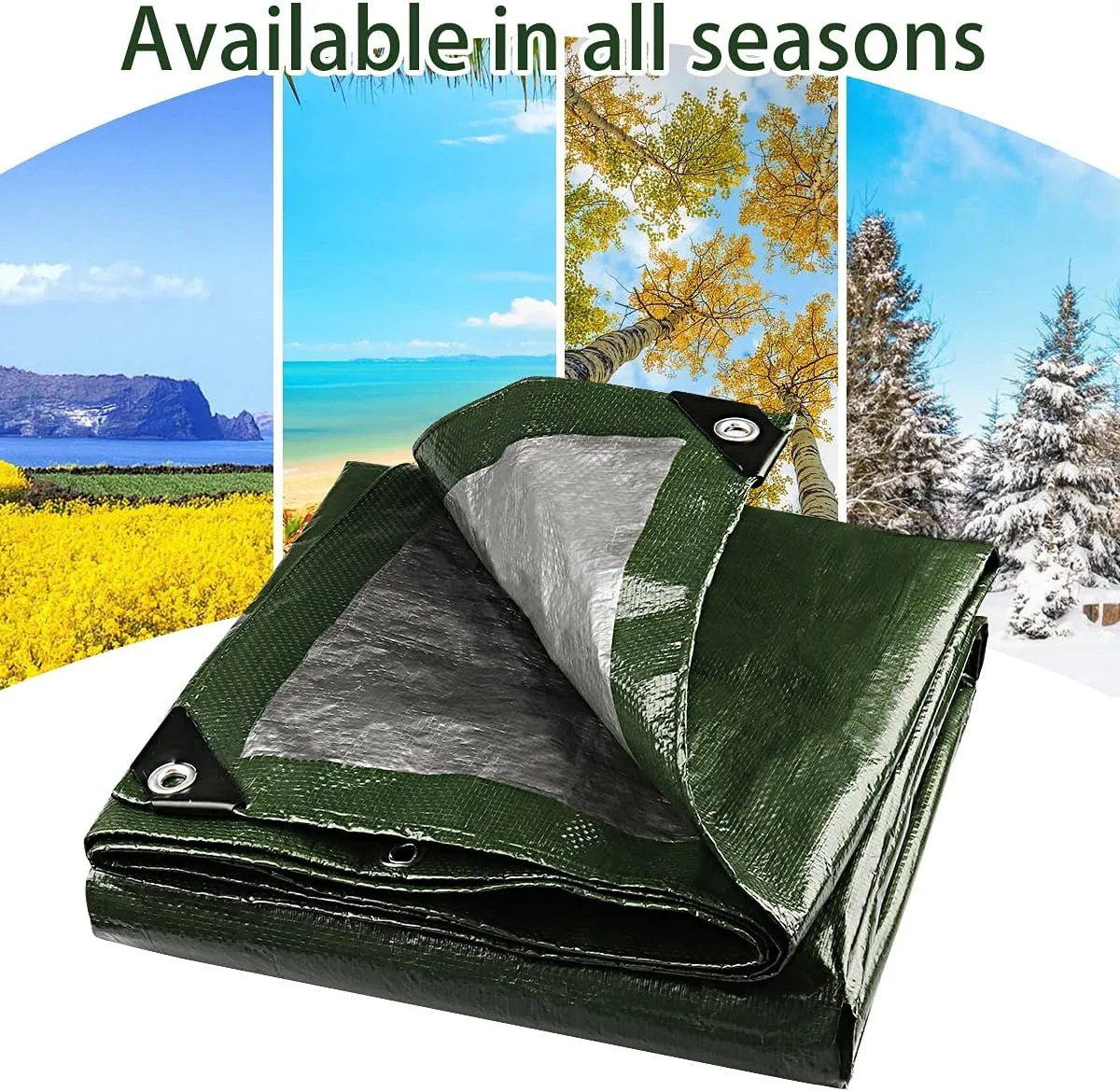 Onarway Poly Tarps Waterproof for Outdoor: Green Tarpaulin 6Mil Thicken 8x10 Ft 2Packs- Anti-UV Waterproof Tarp Cover with Grommets Multipurpose for Boat Pool Roof Camping