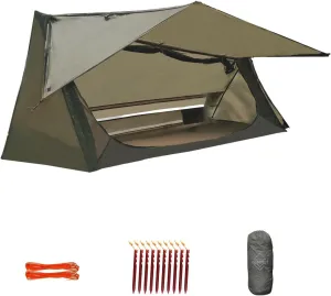 onewind 3 Season Backpacking Tent for Single Person, Ultralight Waterproof Silnylon Lightweight 1 Person Bushcraft Bivy Tent for Camping Backpacking Hiking, NO Trekking Pole