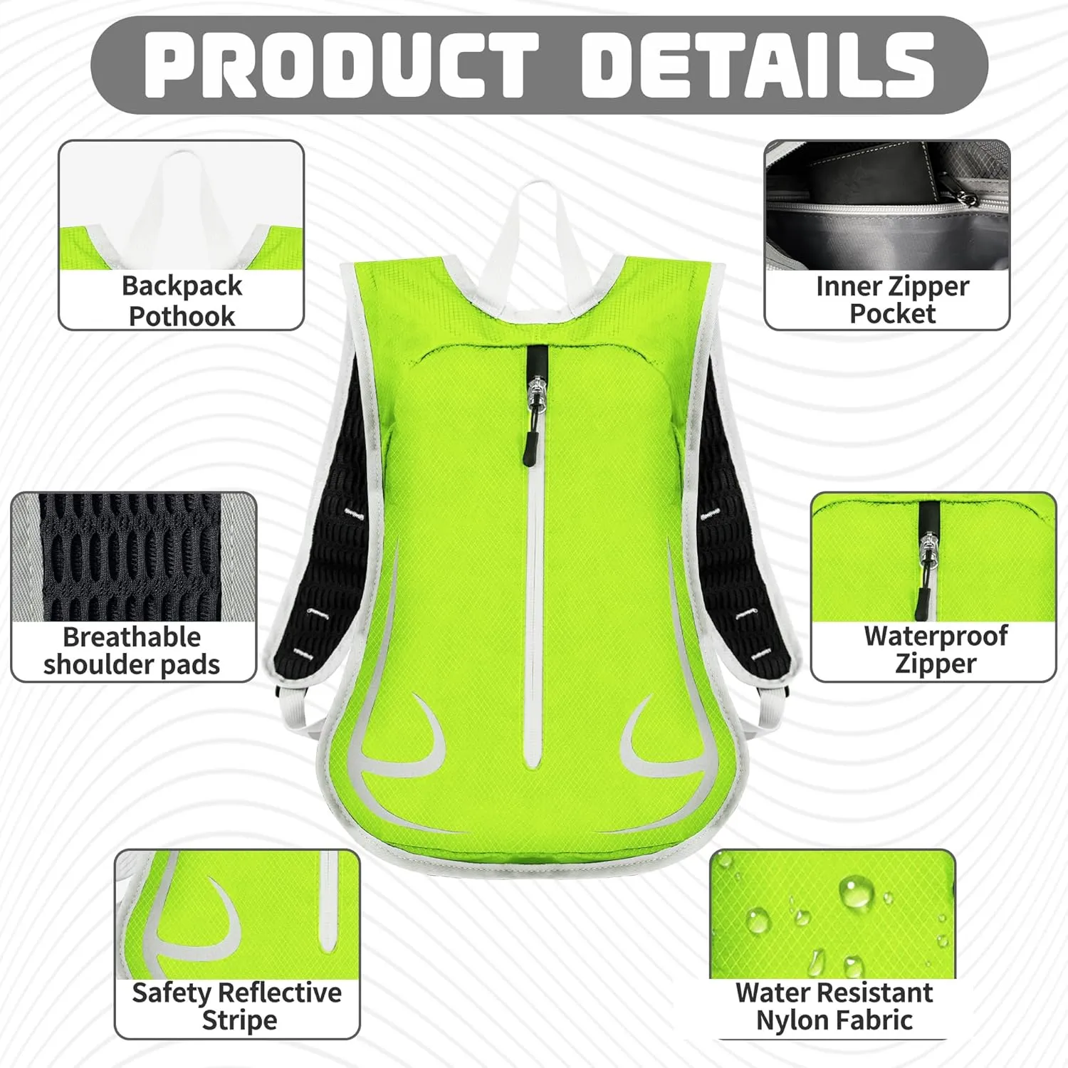 ONTYZZ 14L Small Bike Backpacks Skiing Bags Lightweight& Waterproof Hiking Backpack with Reflective Stripes for Hiking Running Skiing Camping Trekking Mountaineering Cycling-14L Update Green