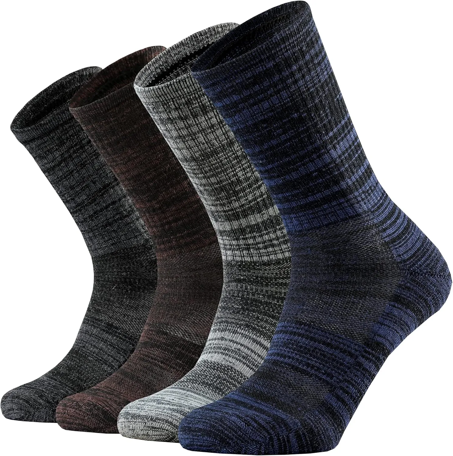 Ortis Men's Merino Wool Cushion Crew Socks with Moisture Wicking Control Light Weight Breathable for Outdoor Hiking Cycling