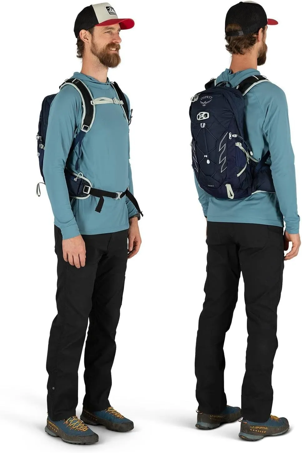 Osprey Talon 11L Men's Hiking Backpack with Hipbelt, Stealth Black, S/M