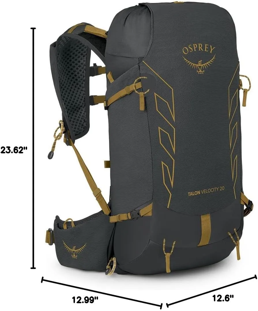 Osprey Talon Velocity 20L Men's Hiking Backpack, Dark Charcoal/Tumbleweed, L/XL