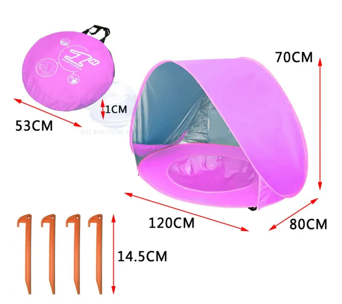 Outdoor Anti-UV UPF 50  Beach Sun Shelter With Pool Pink/Blue/Orange