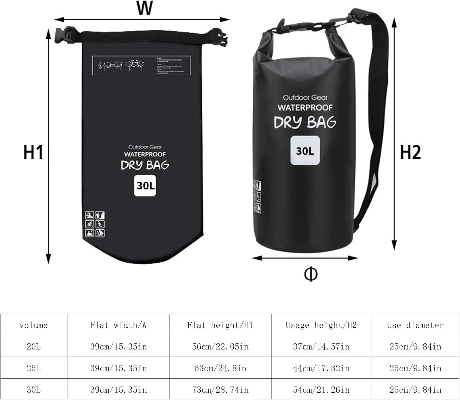 Outdoor Beach Buckled Storage Sacks Waterproofs Dry Bag Swimming Bag Floating Bags for Camping Hiking Trekking, Blue, 20L