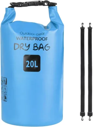 Outdoor Beach Buckled Storage Sacks Waterproofs Dry Bag Swimming Bag Floating Bags for Camping Hiking Trekking, Blue, 20L
