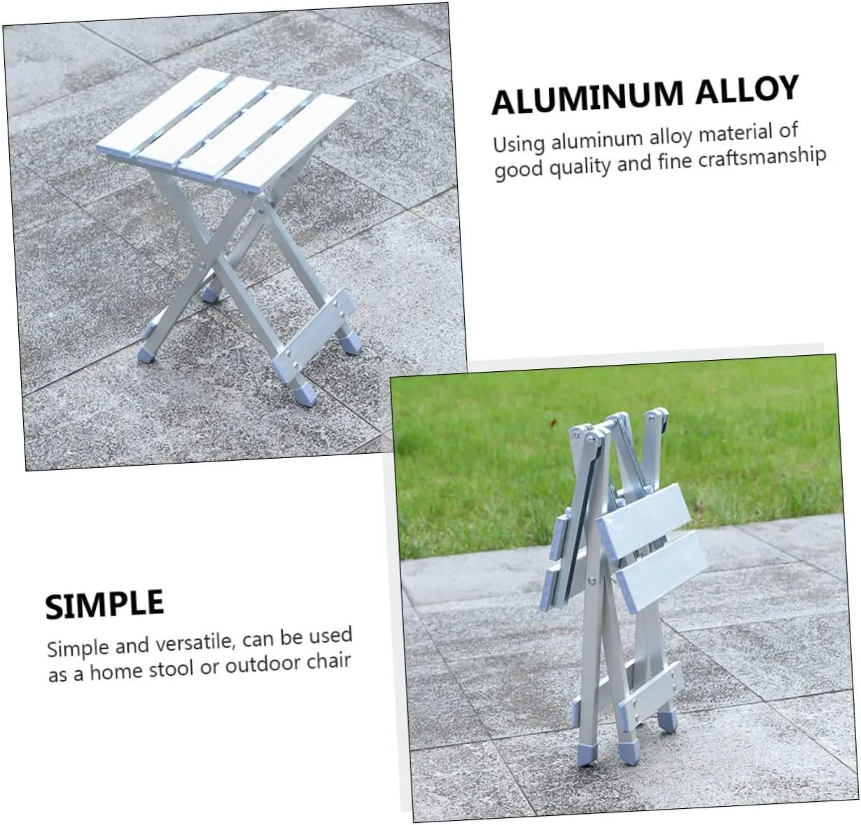 Outdoor Camping Chair Aluminum Alloy Stool Strong Load-Bearing Capacity Simple and Practical for Kitchen and Garden