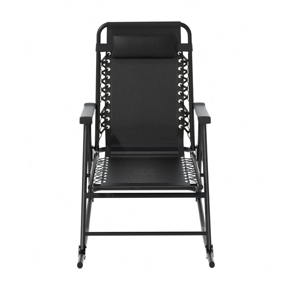 Outdoor Camping Rocking Chair Portable Folding Garden Chair - Black