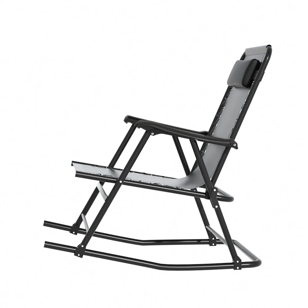 Outdoor Camping Rocking Chair Portable Folding Garden Chair - Black