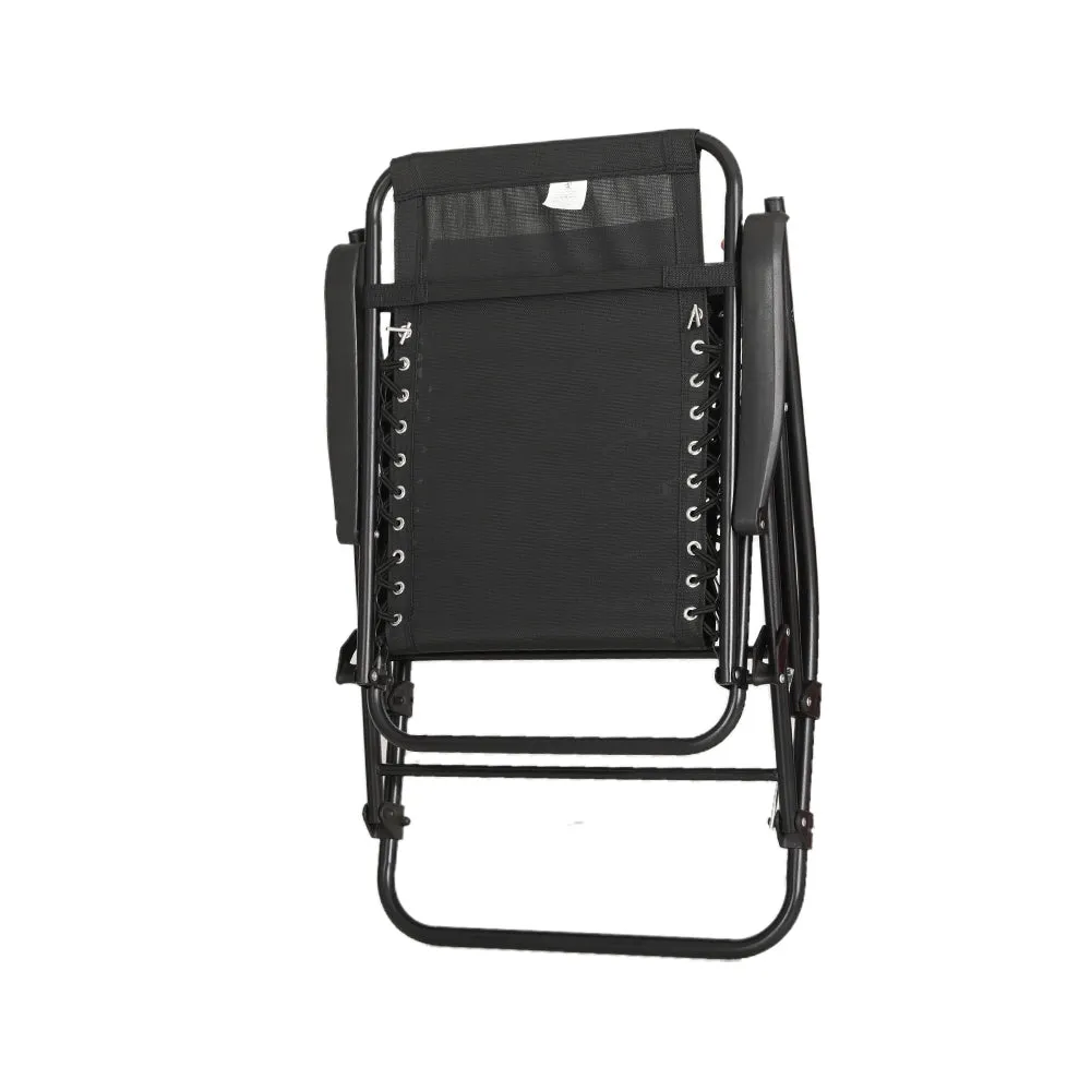 Outdoor Camping Rocking Chair Portable Folding Garden Chair - Black