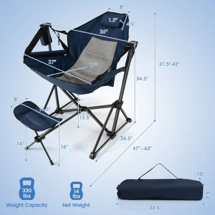 Outdoor Camping Rocking Chair with Retractable Footrest and Portable Carrying Bag - Suitable for Fishing and Picnics