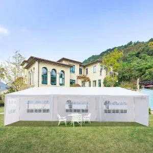 Outdoor Canopy 10x30 FT Gazebo Canopy Tent, Wedding Tent Party Tent Heavy Duty Grill Gazebo Pavilion, Waterproof UV-Proof Commercial Camping Tent for Garden Backyard Lawns with 8 Removable SideWalls