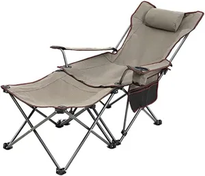 Outdoor Chair Folding Camping Chair 2 In 1 Camping Chair With Footrest, Recliner Folding Lounge Seat For Beach, Fishing, Picnics, Hiking Camping Chair Foldable Chair ( Color : A , Size : 58*38*168cm )