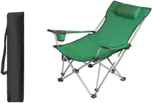 Outdoor Chair Folding Camping Chair Outdoor Folding Chair Portable Lawn Folding Seat Armchair with Cup Holder Pillow and Carry Bag Leisure Recliner Stool Camping Chair Foldable Chair