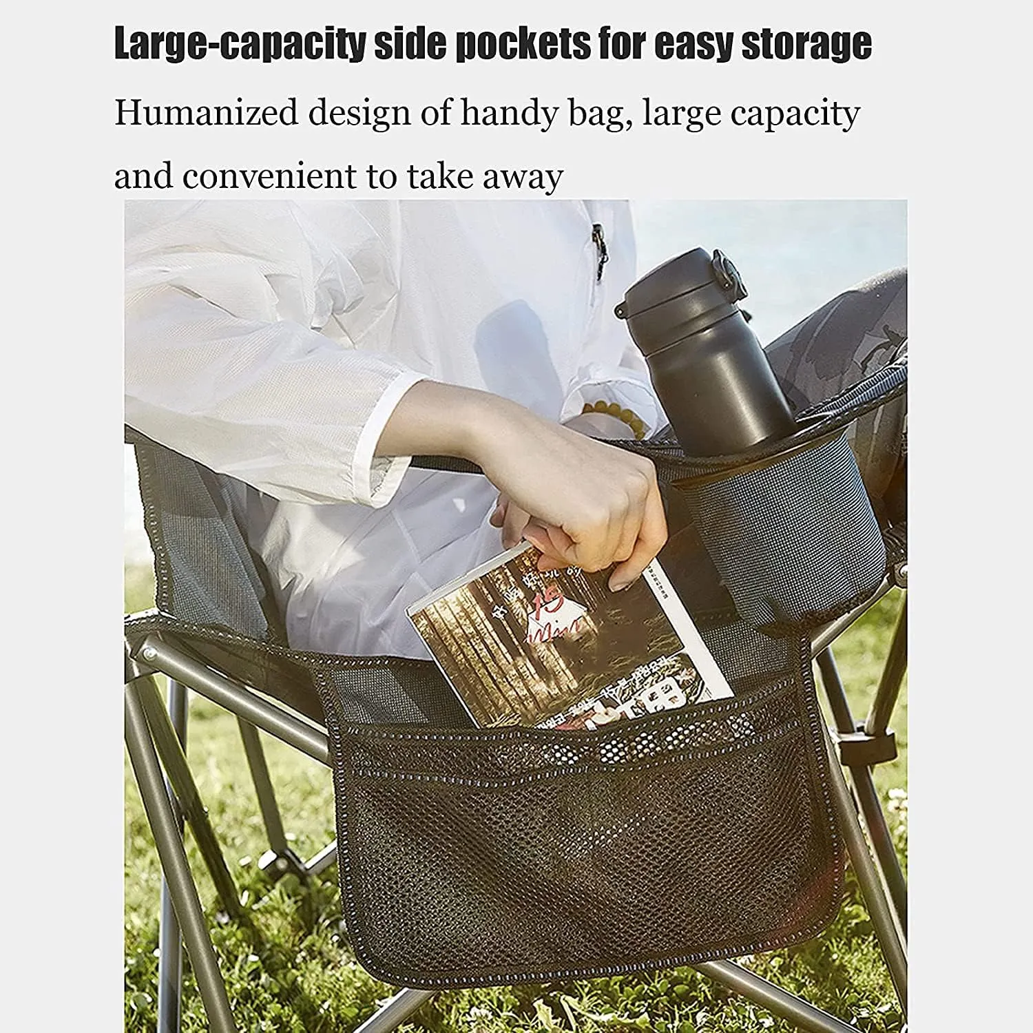 Outdoor Chair Folding Camping Chair Outdoor Folding Chair Portable Lawn Folding Seat Armchair with Cup Holder Pillow and Carry Bag Leisure Recliner Stool Camping Chair Foldable Chair