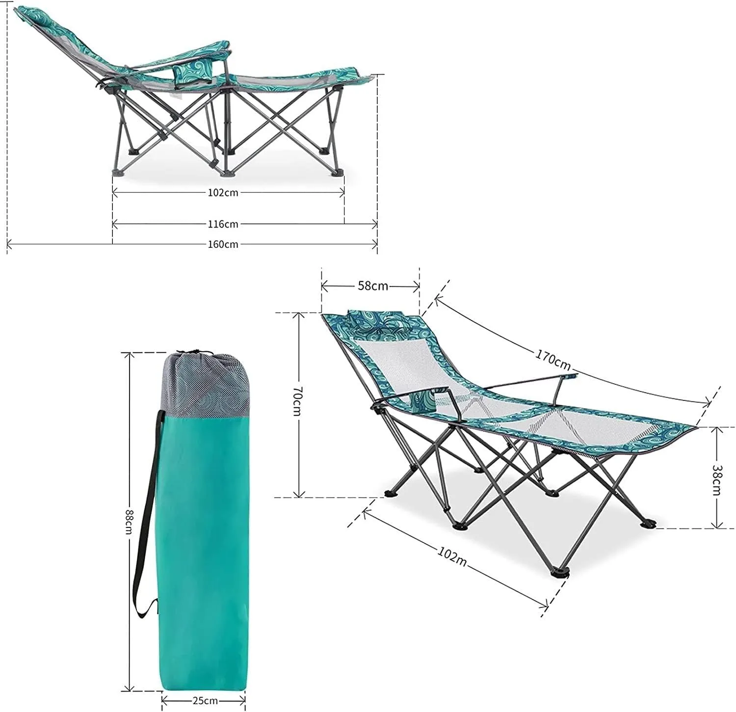 Outdoor Chair Folding Camping Chair Portable Camping Chair With Footrest Mesh Backrest Folding Reclining Lunch Break Bed Sitting Lying Dual-Purpose Beach Seat Camping Chair Foldable Chair ( Color : D