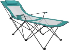 Outdoor Chair Folding Camping Chair Portable Camping Chair with Footrest Mesh Backrest Folding Reclining Lunch Break Bed Sitting Lying Dual-Purpose Beach Seat Camping Chair Foldable Chair