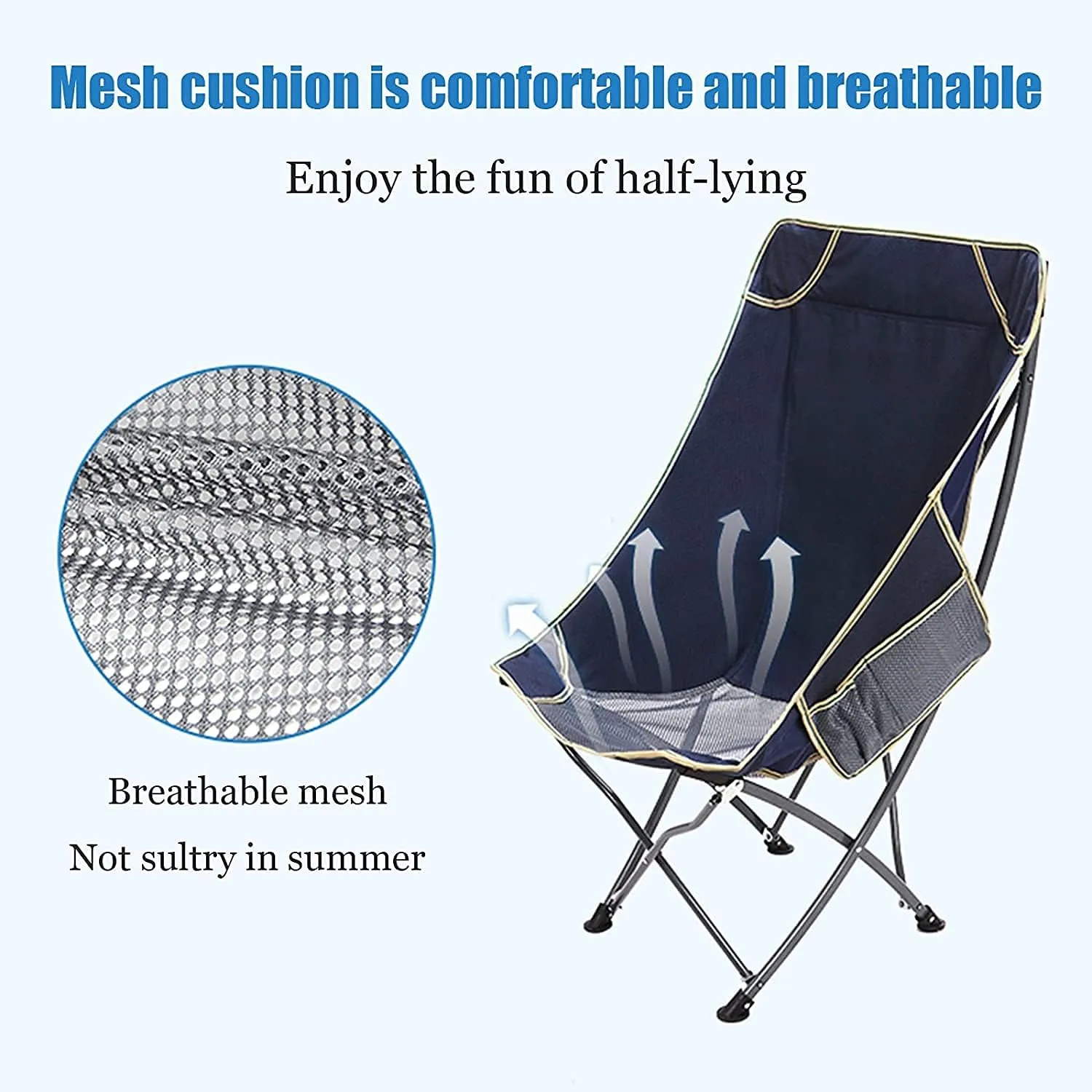 Outdoor Chair Folding Camping Ultralight with Backrest Leisure Beach Seat Mesh External Hanging Bag Portable Backpack Foldable