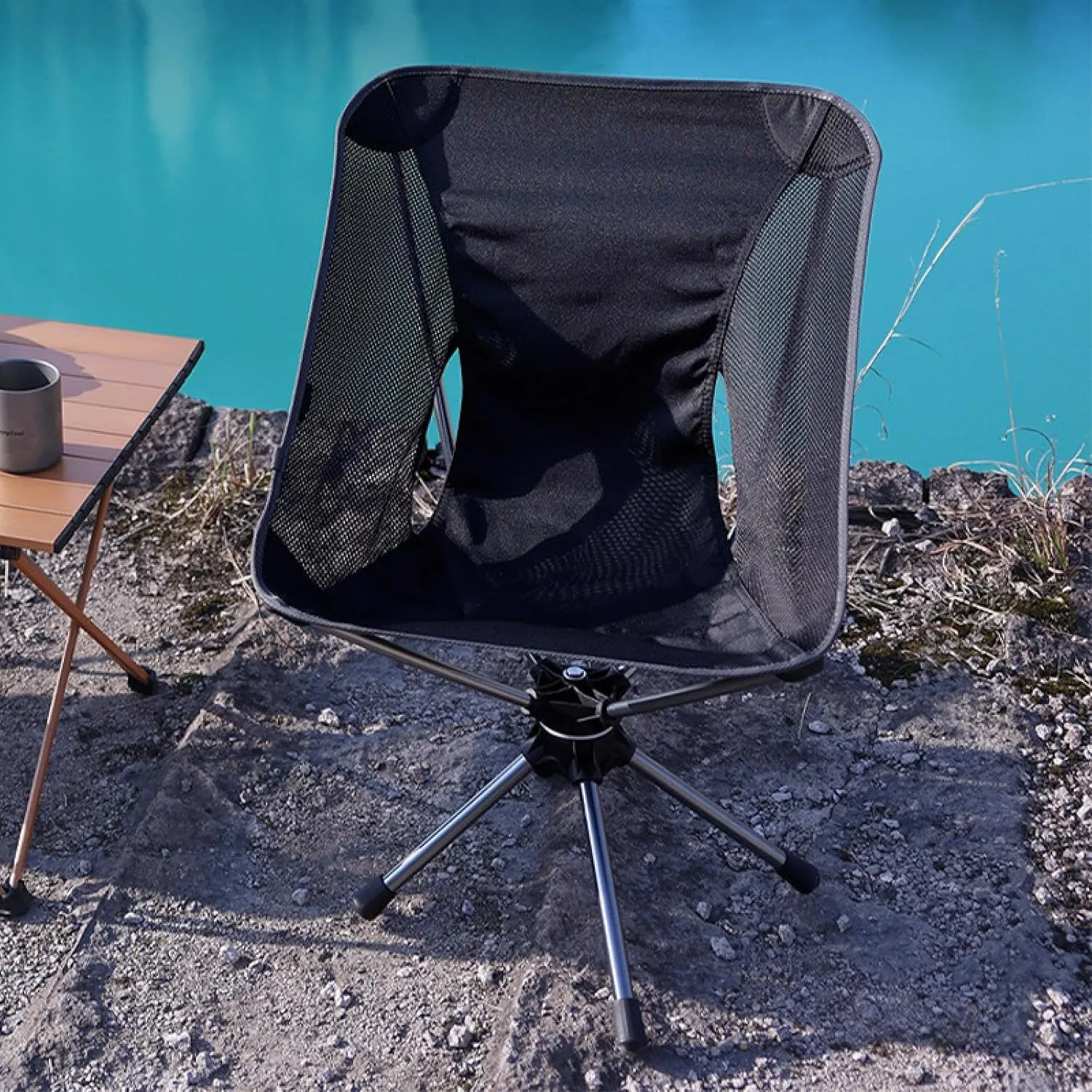 Outdoor Folding Camping Space Chair Swivel Chair Moon Chair Beach Chair mesh Portable Chair
