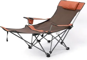Outdoor Folding Chair Camping Chair Recliner Heavy Duty 600D Oxford Back Chair with Arm Rest Cup Holder and Storage Bag for Outside, Support 150kg