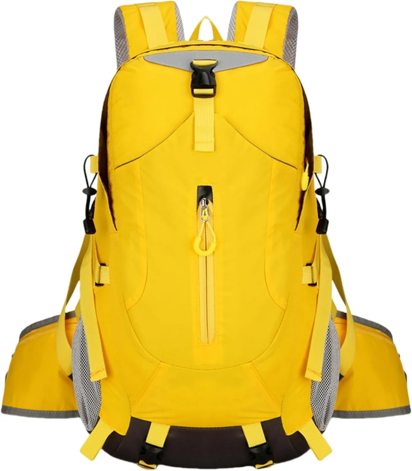 Outdoor Hiking Backpack, Large Capacity Waterproof Travel Bag for Men, Breathable Design with Reflective Strips (yellow)