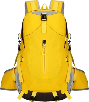 Outdoor Hiking Backpack, Large Capacity Waterproof Travel Bag for Men, Breathable Design with Reflective Strips (yellow)