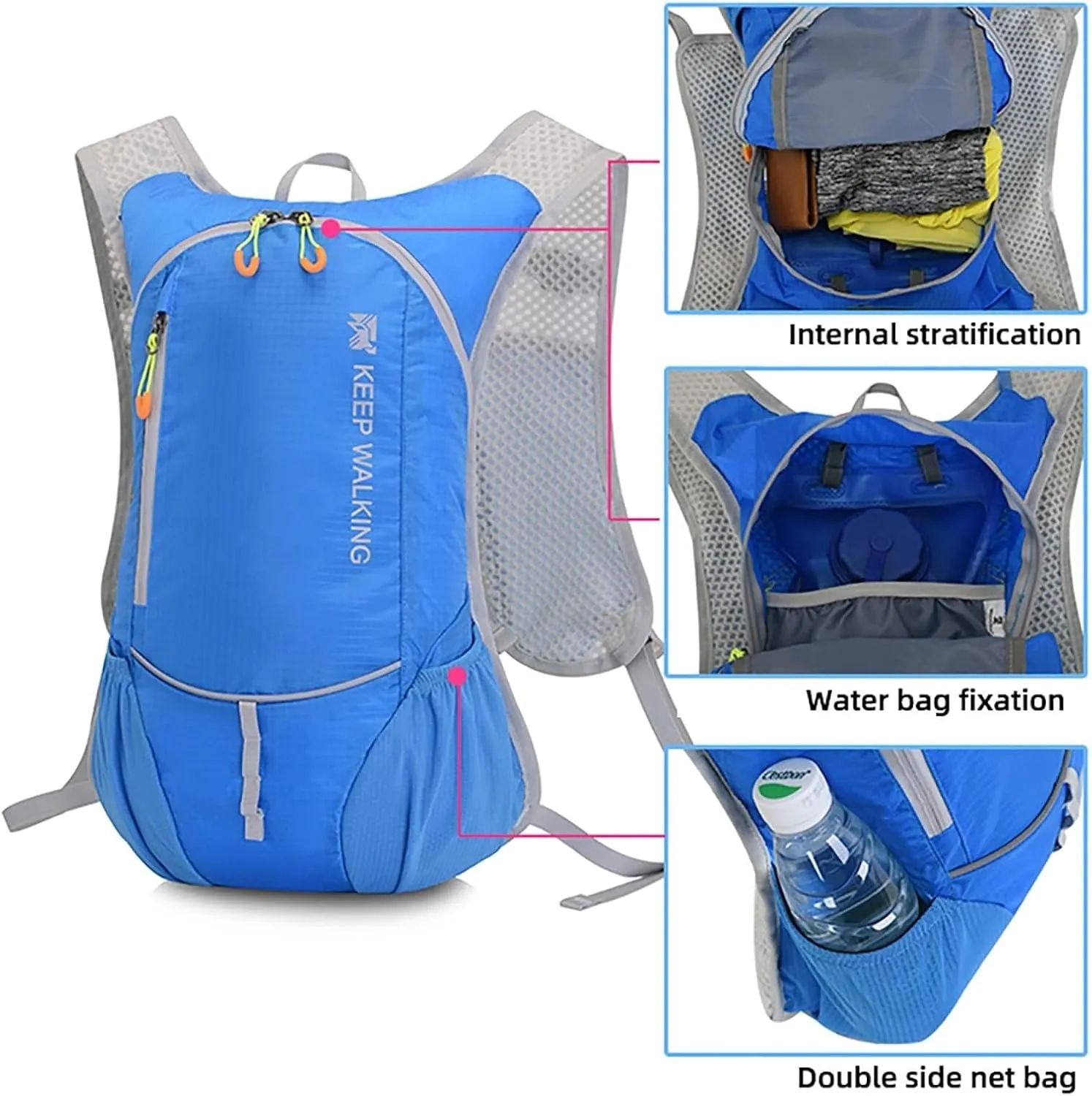 Outdoor Hydration Backpack Vest, 2L Water Bladder, Waterproof, Reflective, Lightweight Sports Running Cycling Hiking Daypack, Green