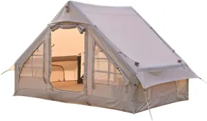 Outdoor Inflatable Camping Tent with Pump, 3-4 Person Glamping Tents, Easy Setup 4 Season Waterproof Windproof House for Fishing, Camping & Hiking,Oxford Cloth Material ()