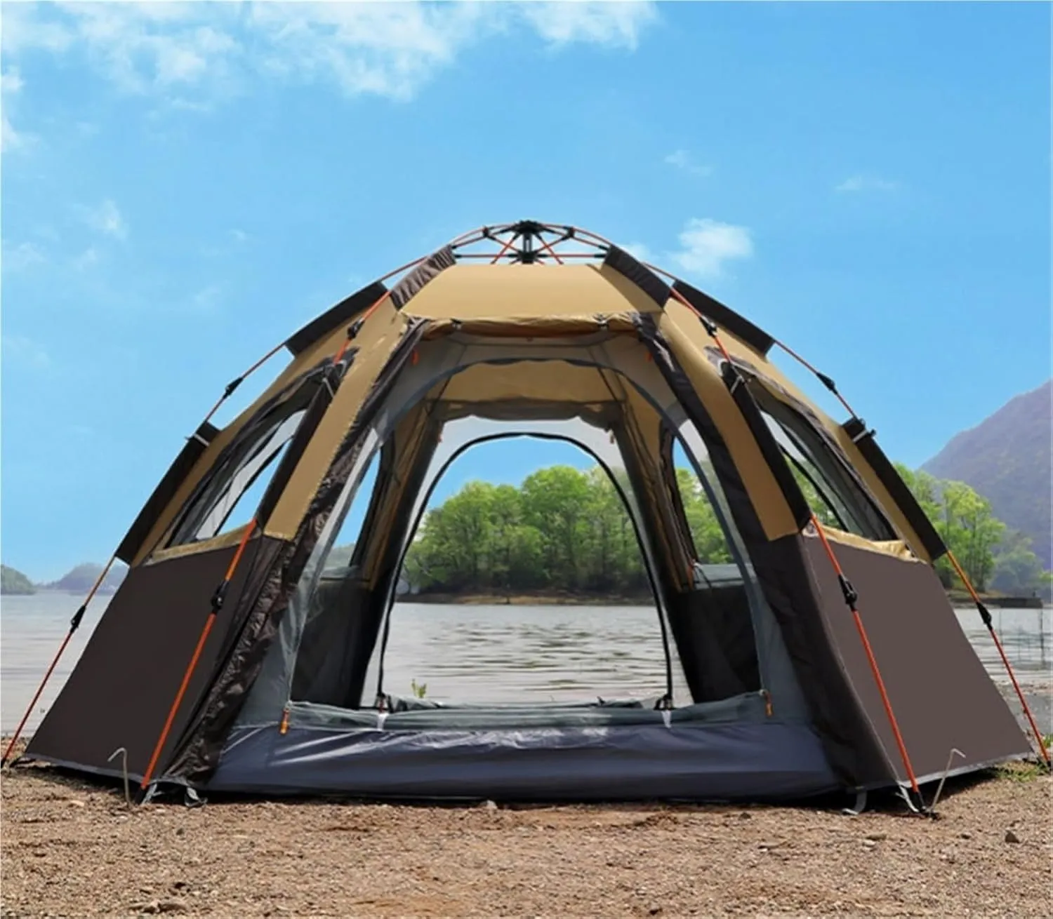 Outdoor Large Hexagonal Tent Portable Picnic Camping Park Tent Rainproof Tent