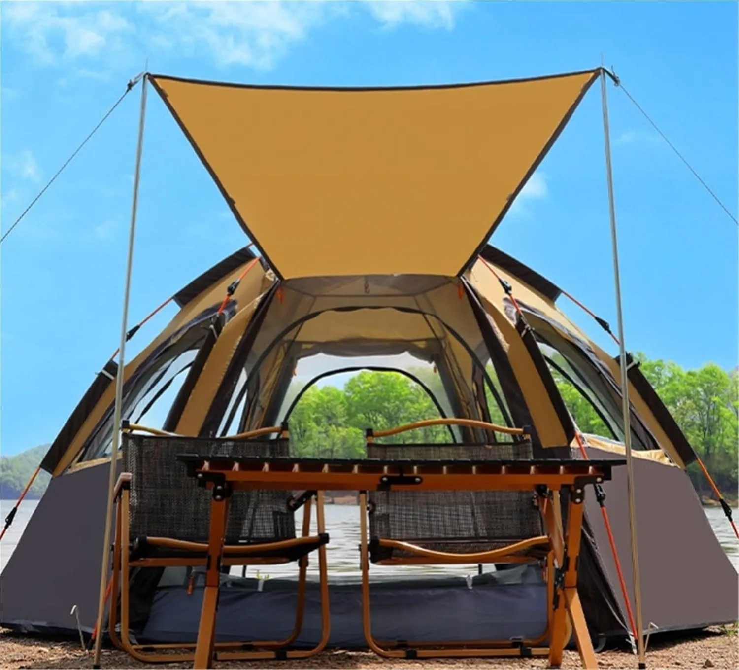 Outdoor Large Hexagonal Tent Portable Picnic Camping Park Tent Rainproof Tent