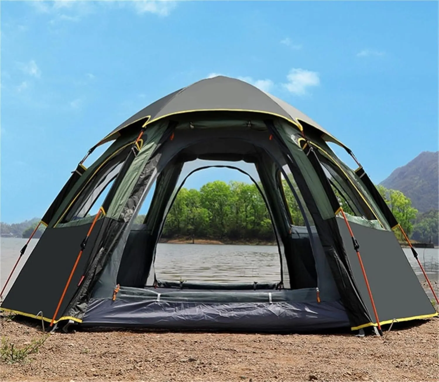 Outdoor Large Hexagonal Tent Portable Picnic Camping Park Tent Rainproof Tent
