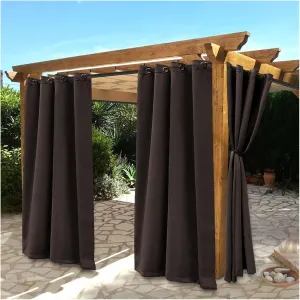 Outdoor Patio Curtains Waterproof Stainless Steel Grommet Tent Curtain Drape, for Outdoor Open-air Film, Porch Decor, Customizable (Color : Brown, Size : 3x2.7m)
