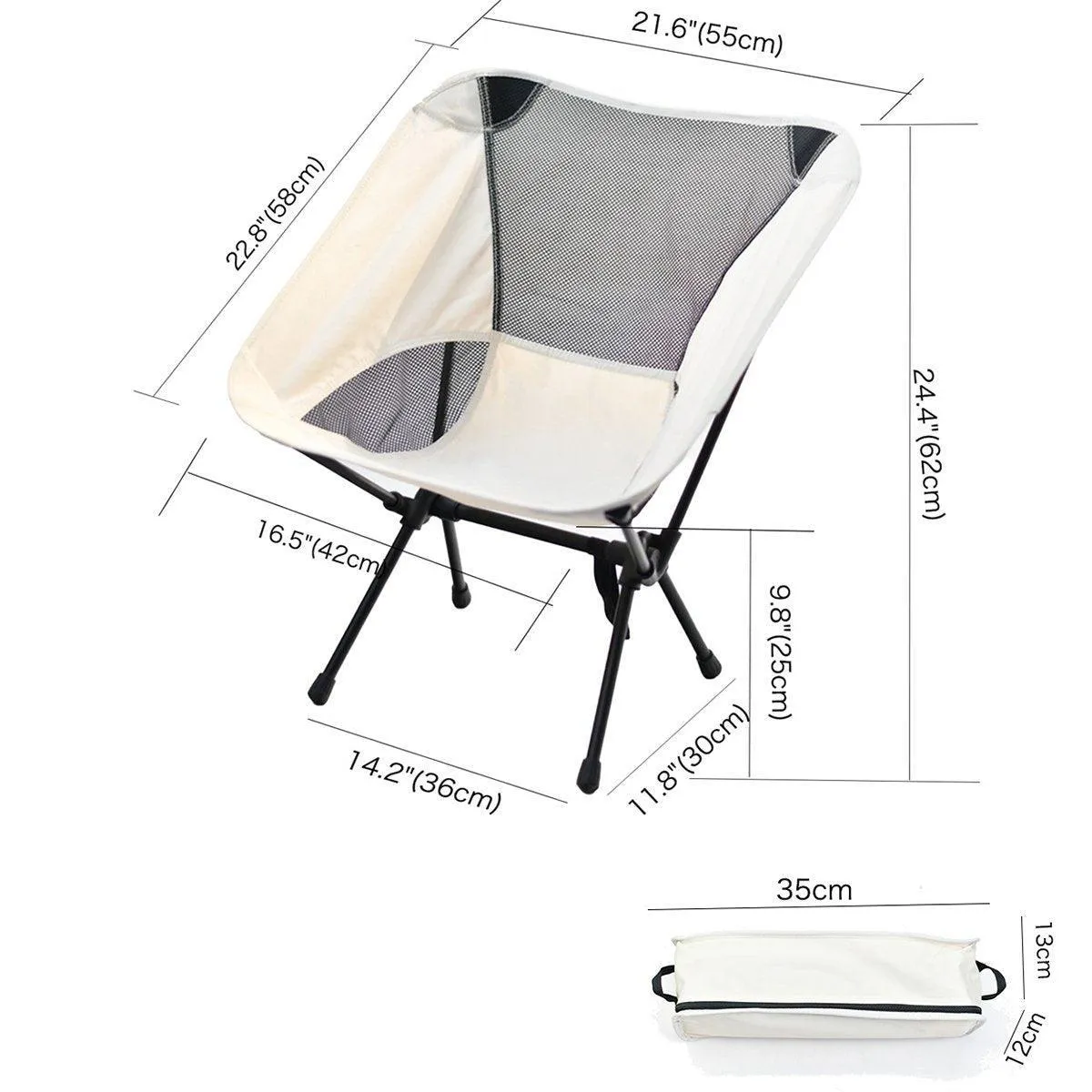 Outdoor Portable Lightweight Folding Camping Chair High Back Fishing Chair