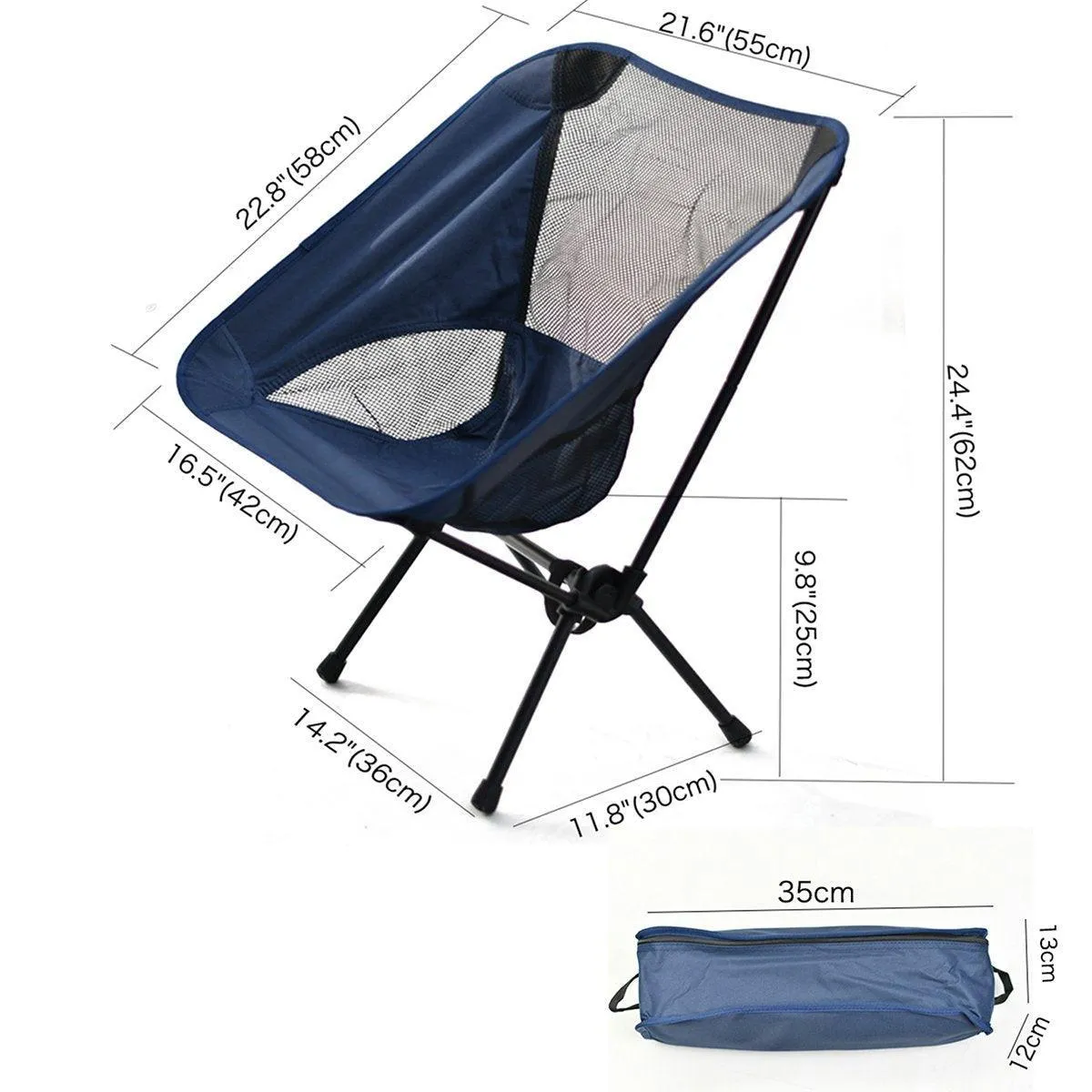 Outdoor Portable Lightweight Folding Camping Chair High Back Fishing Chair