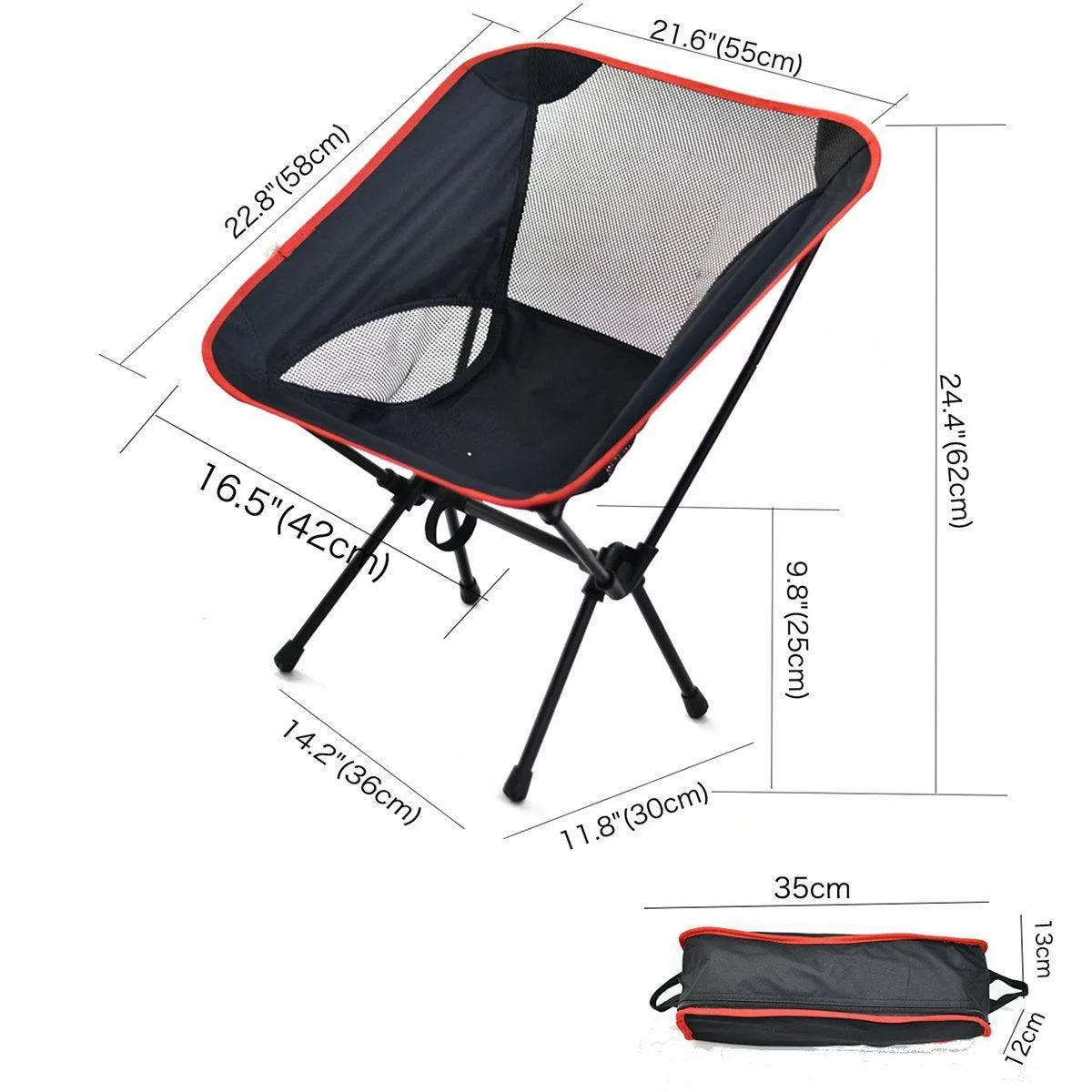 Outdoor Portable Lightweight Folding Camping Chair High Back Fishing Chair